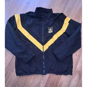 US Army Jacket Adult Large Black Yellow Full Zip Training Running‎ USA Men's